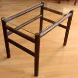 Side table made of bamboo and glass, vintage from the 1970s
