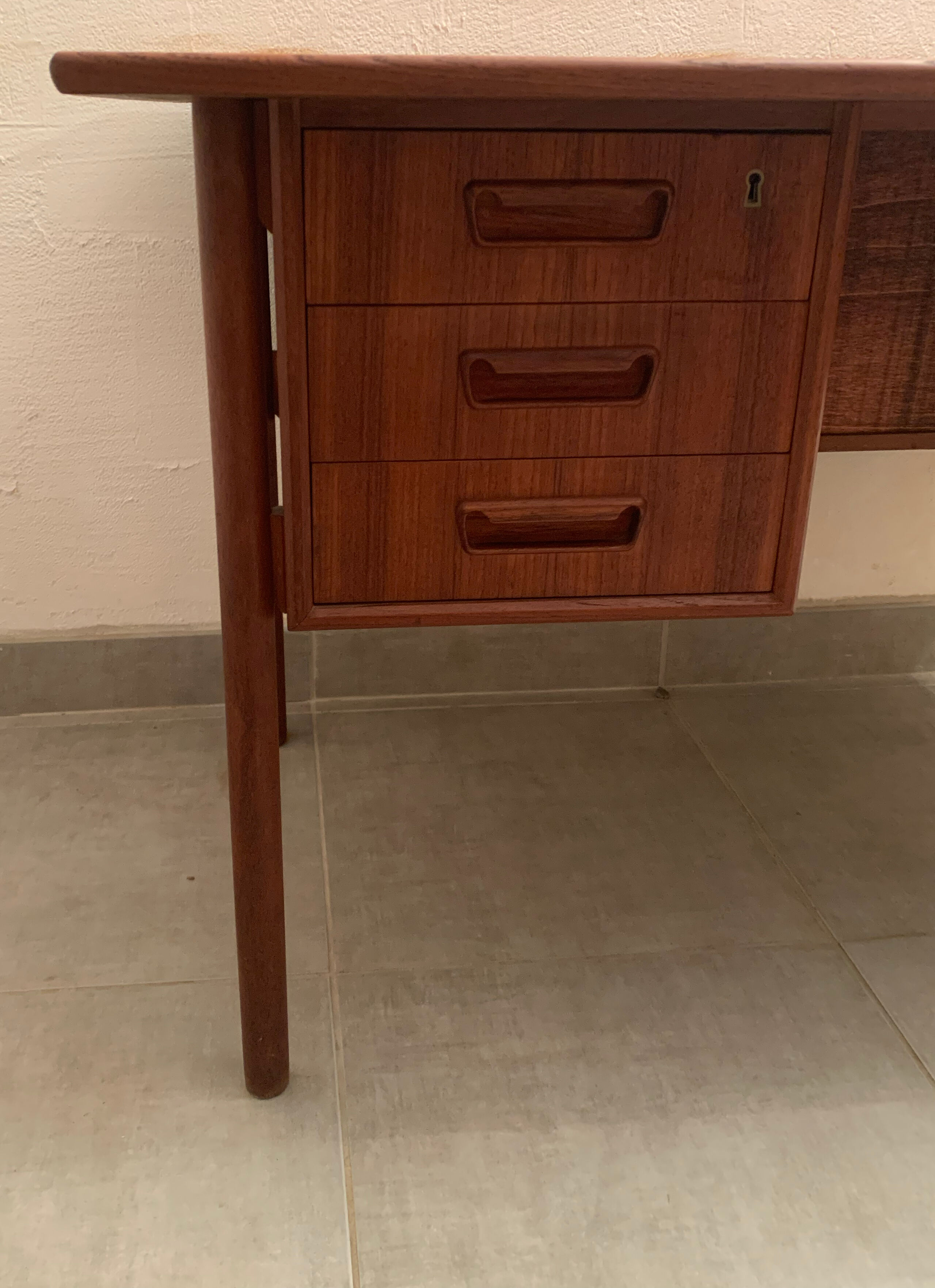 Vintage Danish teak desk by Gunnar Nielsen Tibergaard, 1960