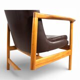 Fröscher leather armchair by Ib Kofod-Larsen, 1960