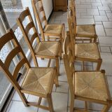 Set of 6 solid oak - straw chairs