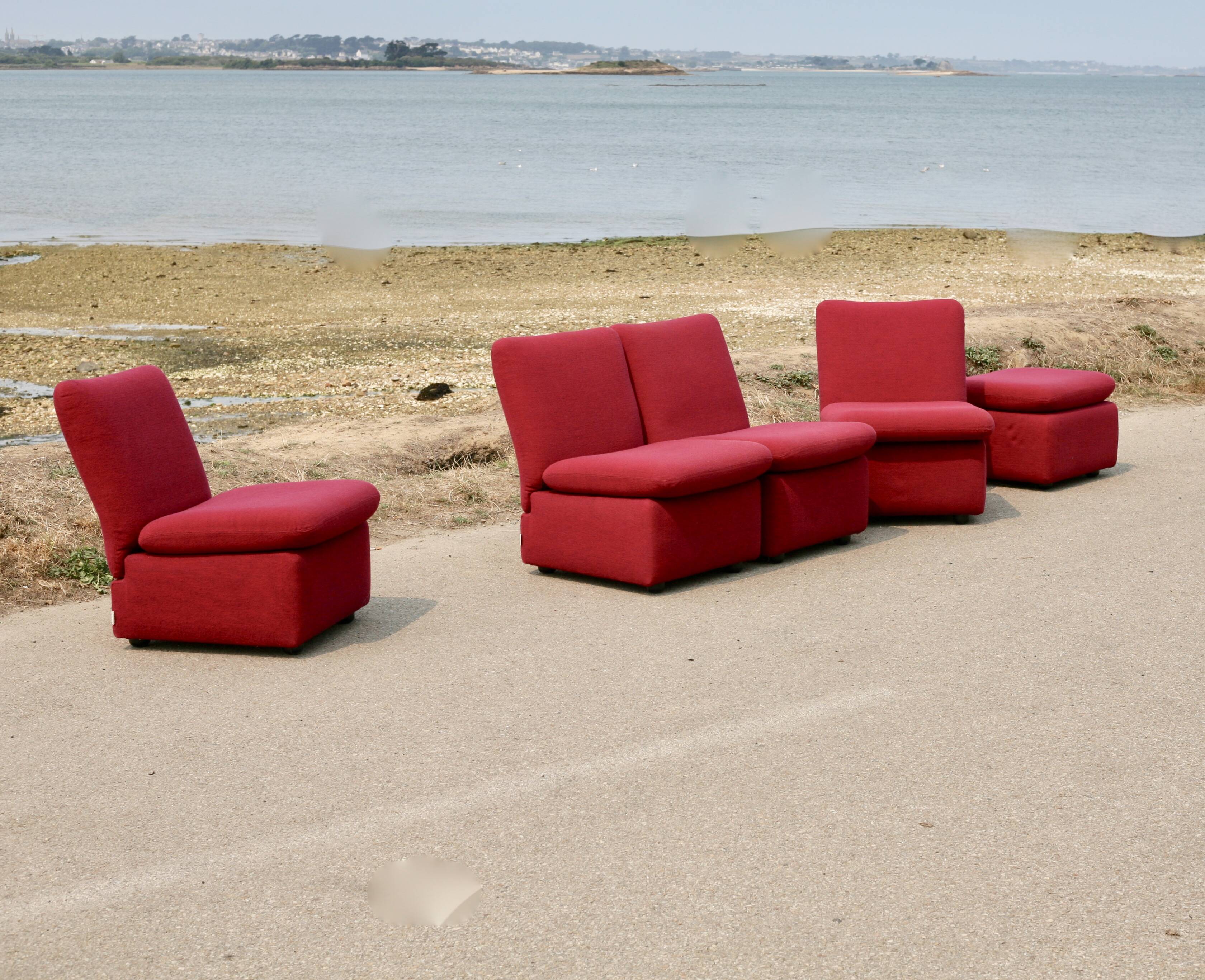 5-seater modular sofa, France, late 1970s.
