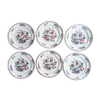 Set of 6 flat plates, Villeroy and Boch, vintage French