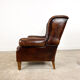 Vintage dark brown sheep leather wingback armchair