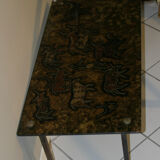 Metal coffee table with layered glass tray