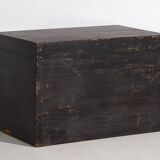 Antique wooden chest with lotus flower illustrations (China, circa 1900)