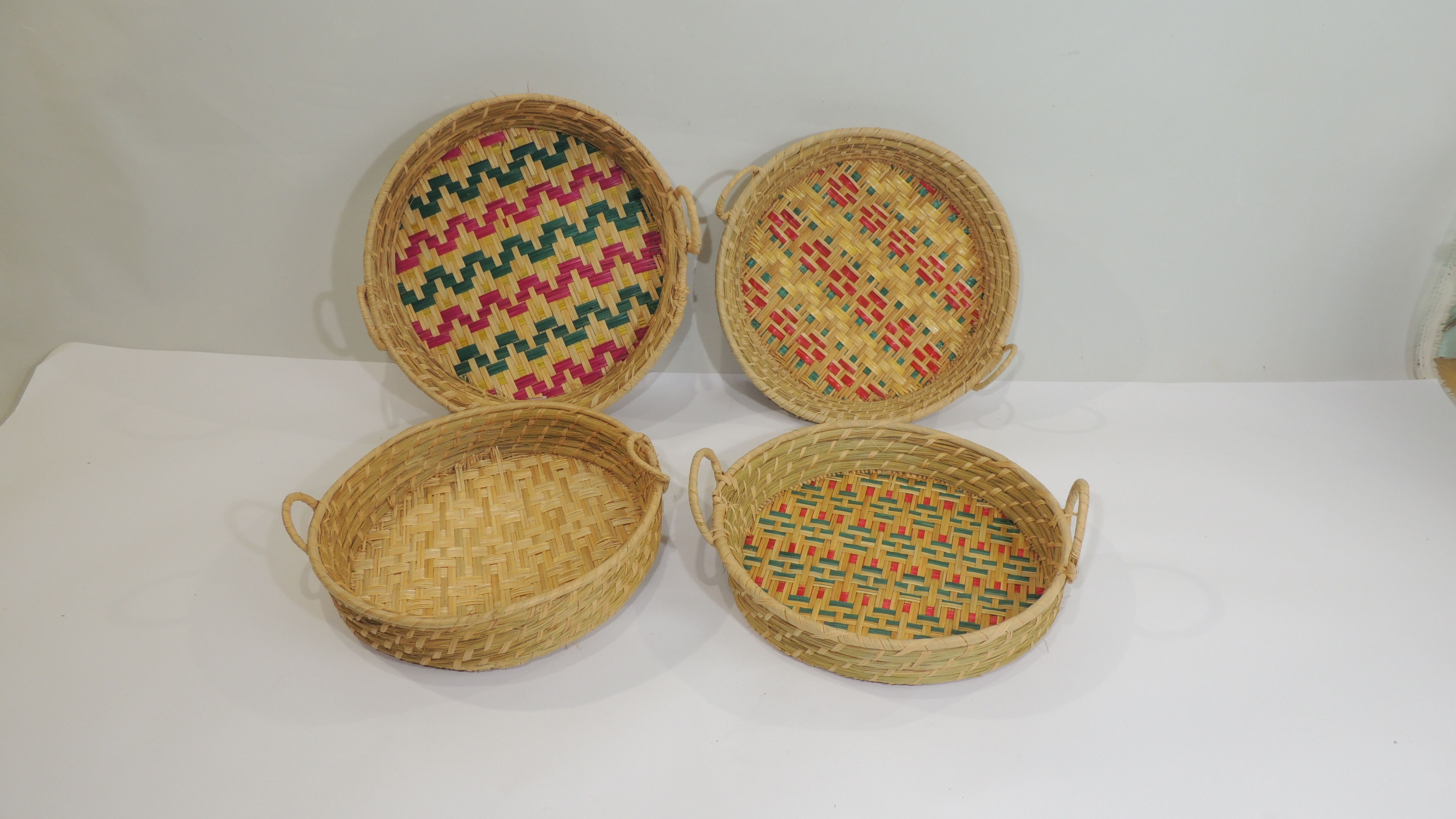 Set Basket natural fiber and raffia / vintage / africa