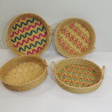 Set Basket natural fiber and raffia / vintage / africa