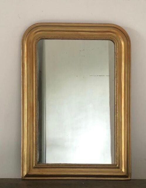 Miroir ancien Louis Philippe perlé doré vintage 56x80cm