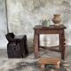 Stool, tabouret or low Japanese-style armchair in brutalist monoxyle radica.