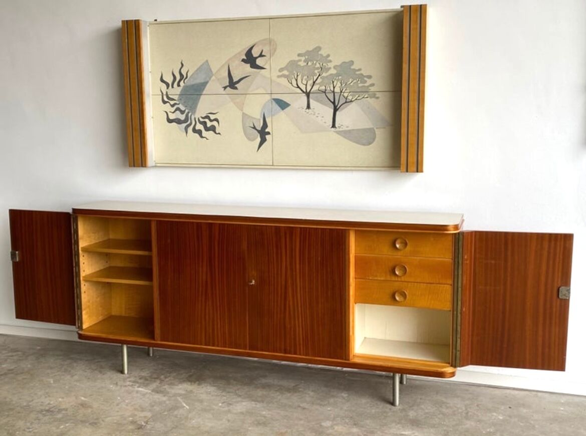 Sideboard and Matching Decorative Art Piece from the Ocean Liner "SS Rotterdam" 1950’s