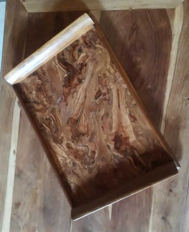 Wood marquetry serving tray