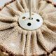 Rustic 1960s wood and burlap hanging lam