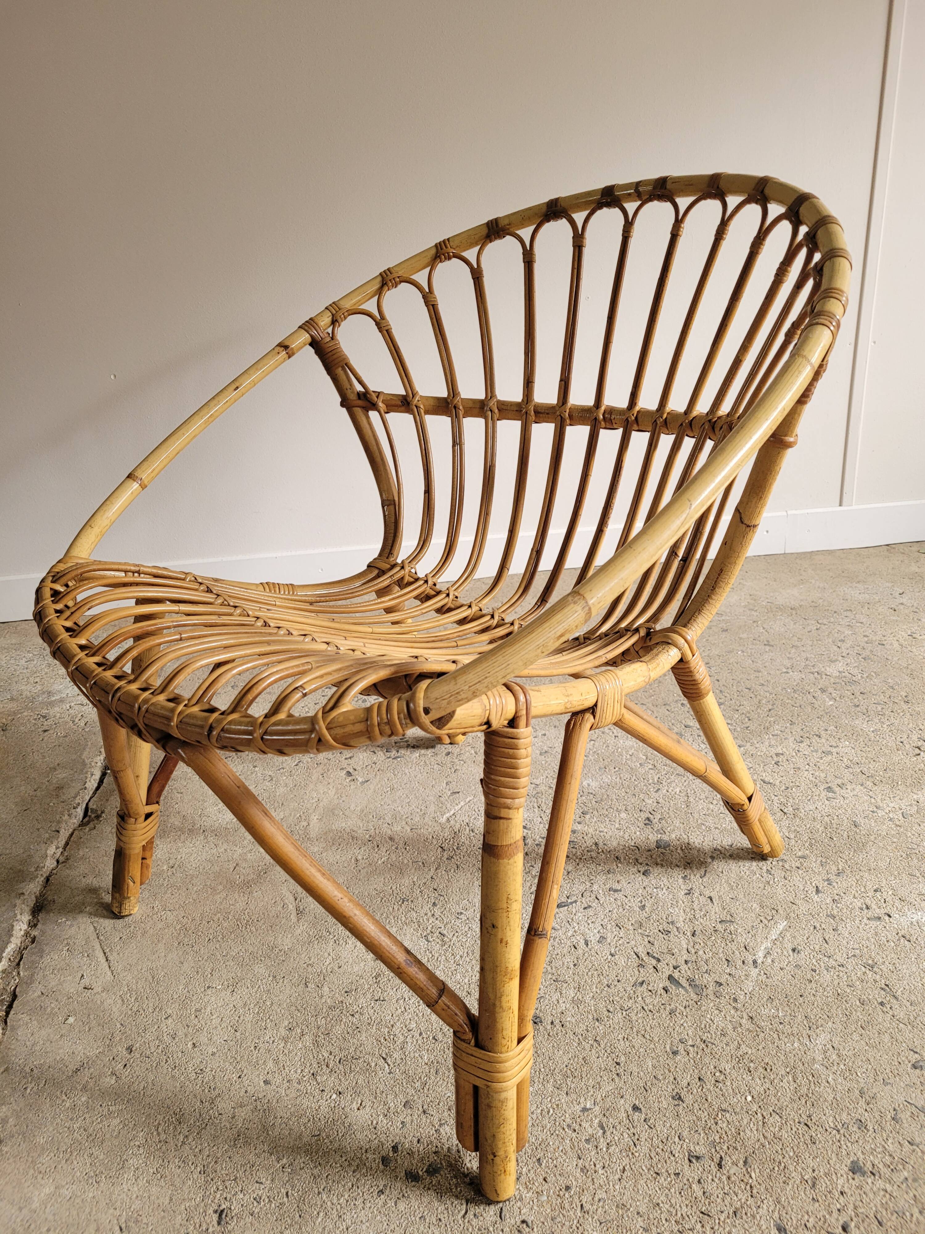 Fauteuil en rotin vintage