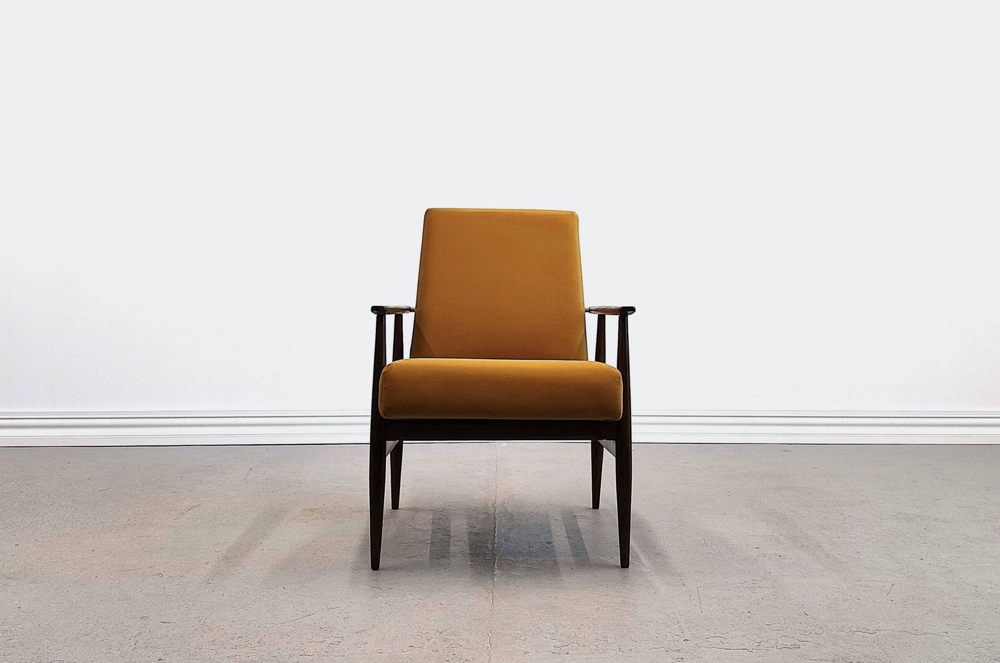 1960 Henryk Lis Mid Century armchair in Goldenrod velvet