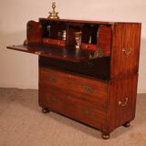 Commode militaire, de marine en acajou blond avec secrétaire, XIXème siècle