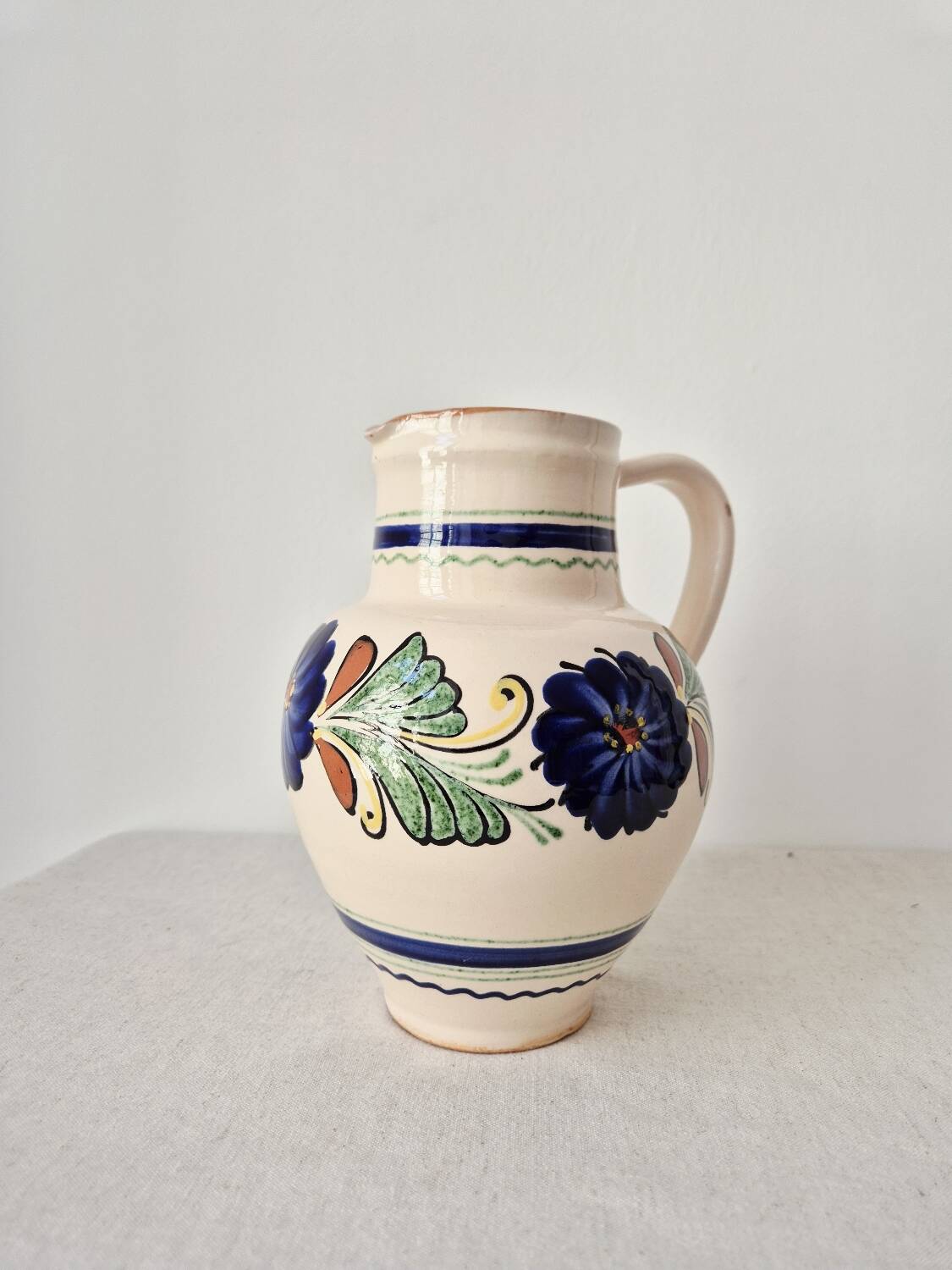 Water jug, vintage stoneware vase in Portuguese style.