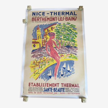 Affiche litho 50 tourisme nice thermal  79 x 120 cm entoillée de bellini