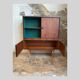 Vintage rosewood veneer top sideboard and dark green interior