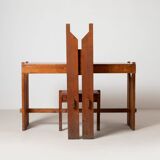 Unique brutalist dining table from former Czechoslovakia, 1970s pine wood 1