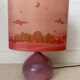Vintage Rose lamp, ceramic, painted silk, 80s 70s bohemian