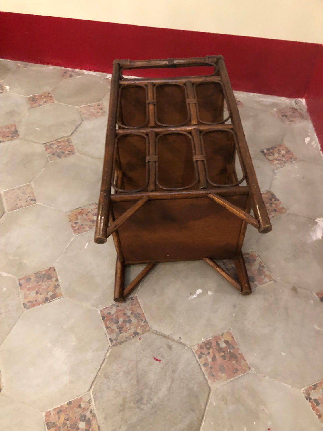 Small vintage 70s rattan shelf