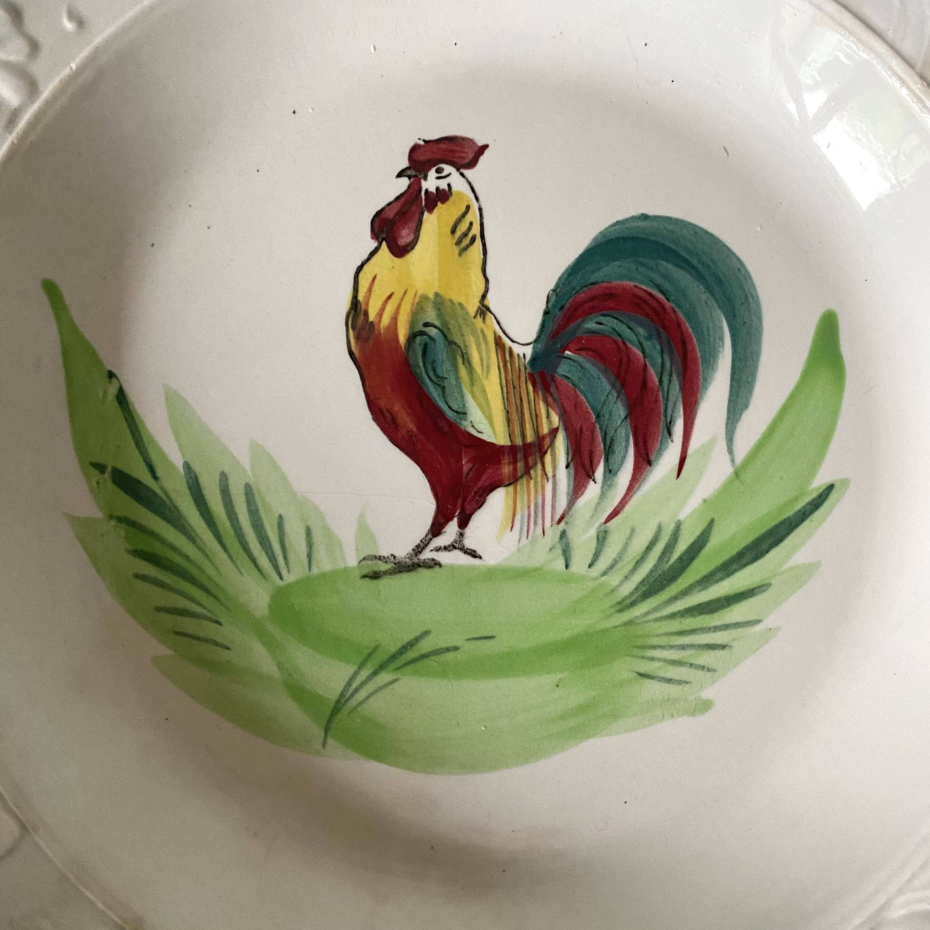 St Amand hollow dish with rooster decoration