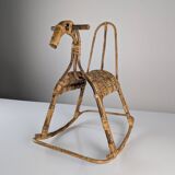 Children's rocking horse made of bamboo and rattan 1960s