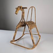 Children's rocking horse made of bamboo and rattan 1960s