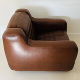 Prototype armchair in brown imitation leather by Michel Ducaroy, France 1970s