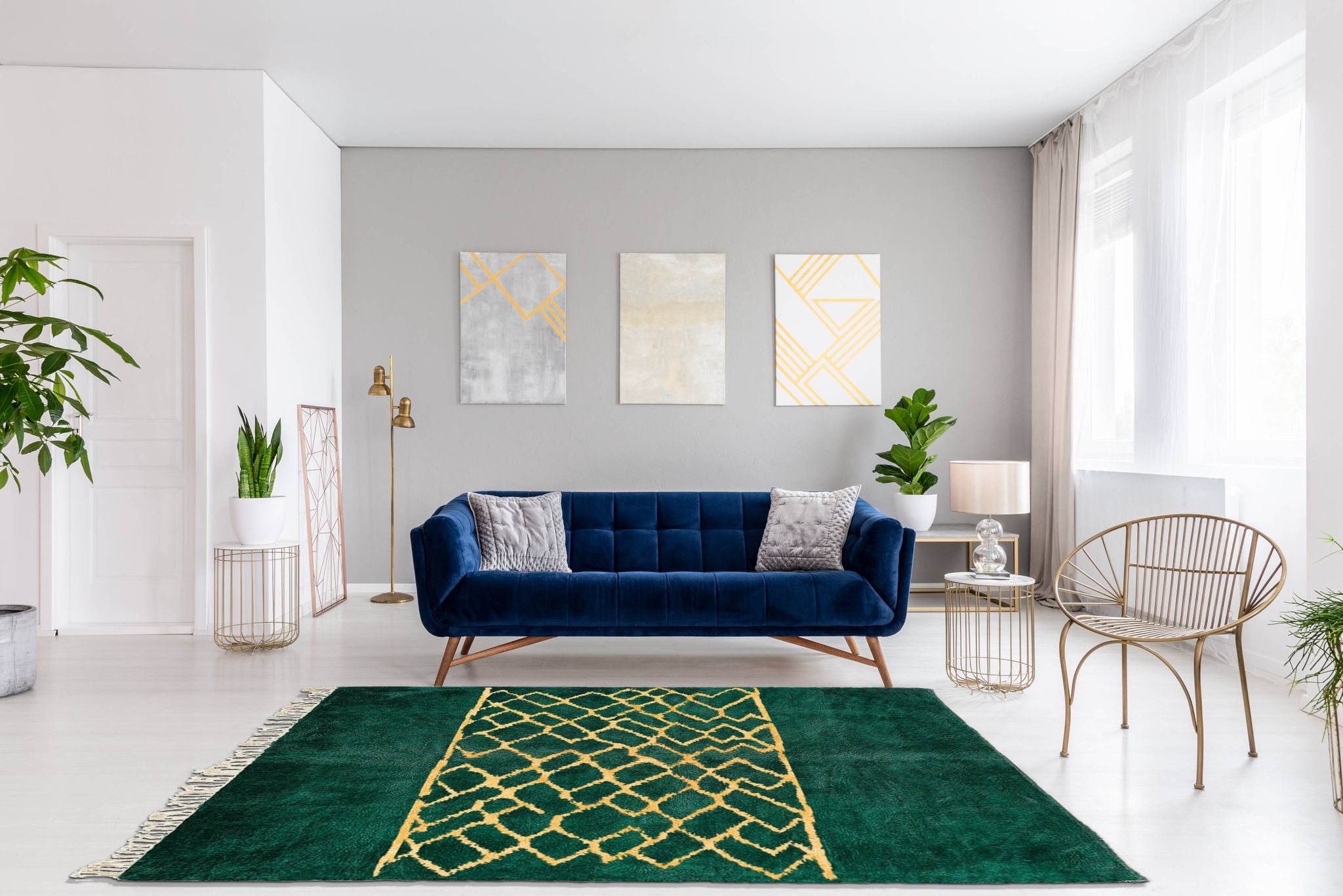 Tapis marocain moderne vert 340x240cm