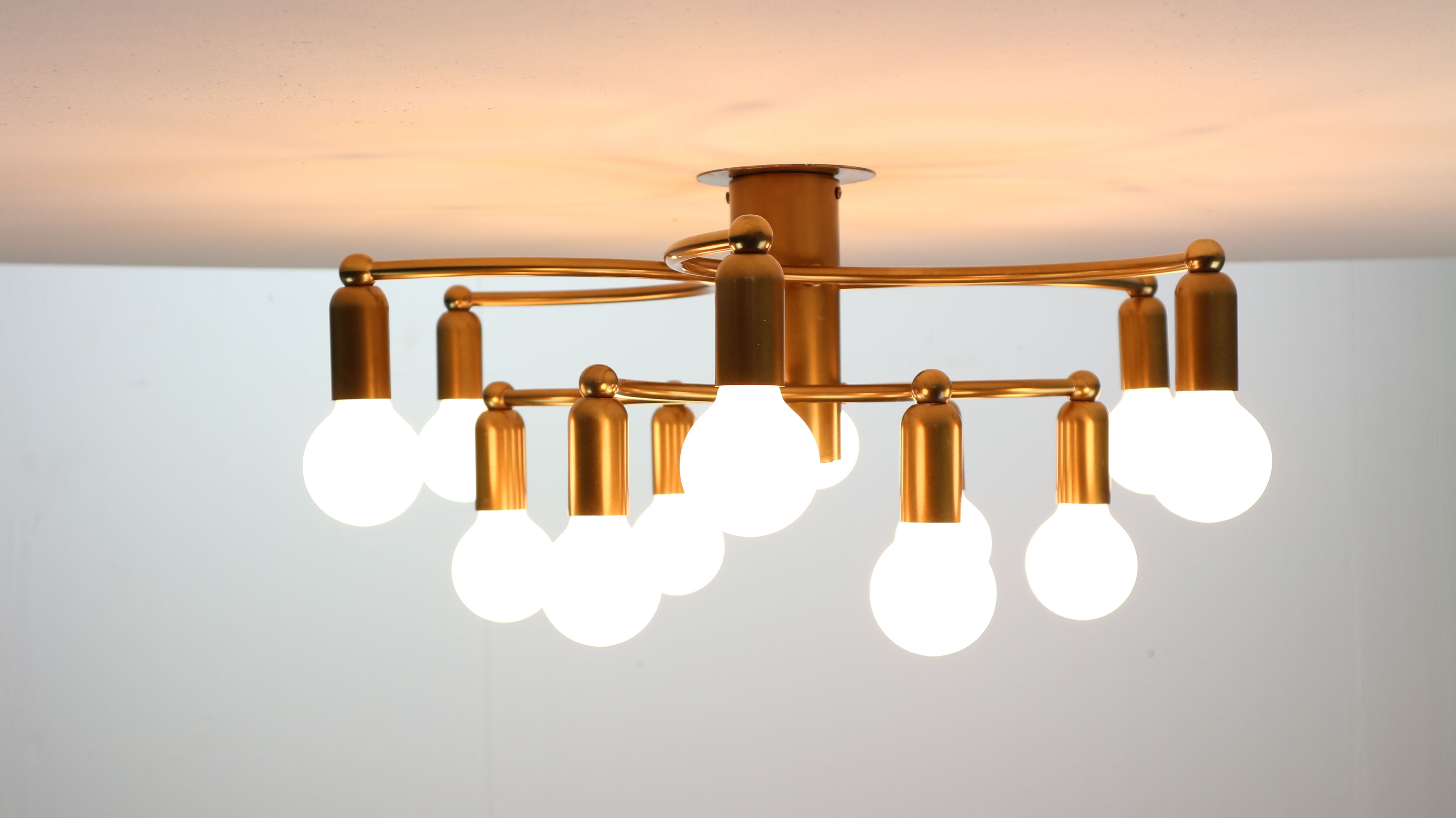 Vintage Modern Golden Color Ceiling Lamp, 1970s