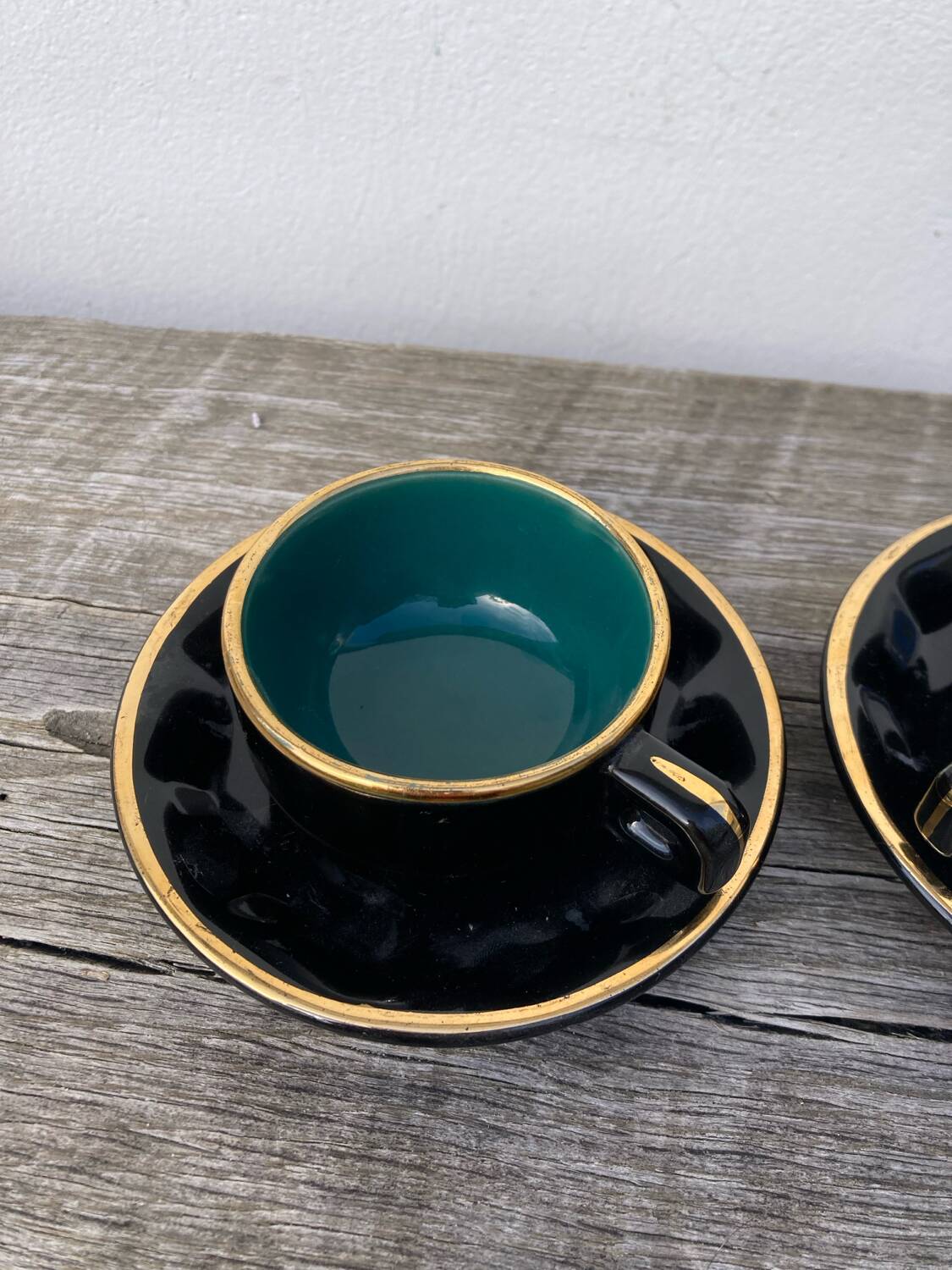 Black art deco bistro coffee cups