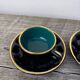 Black art deco bistro coffee cups