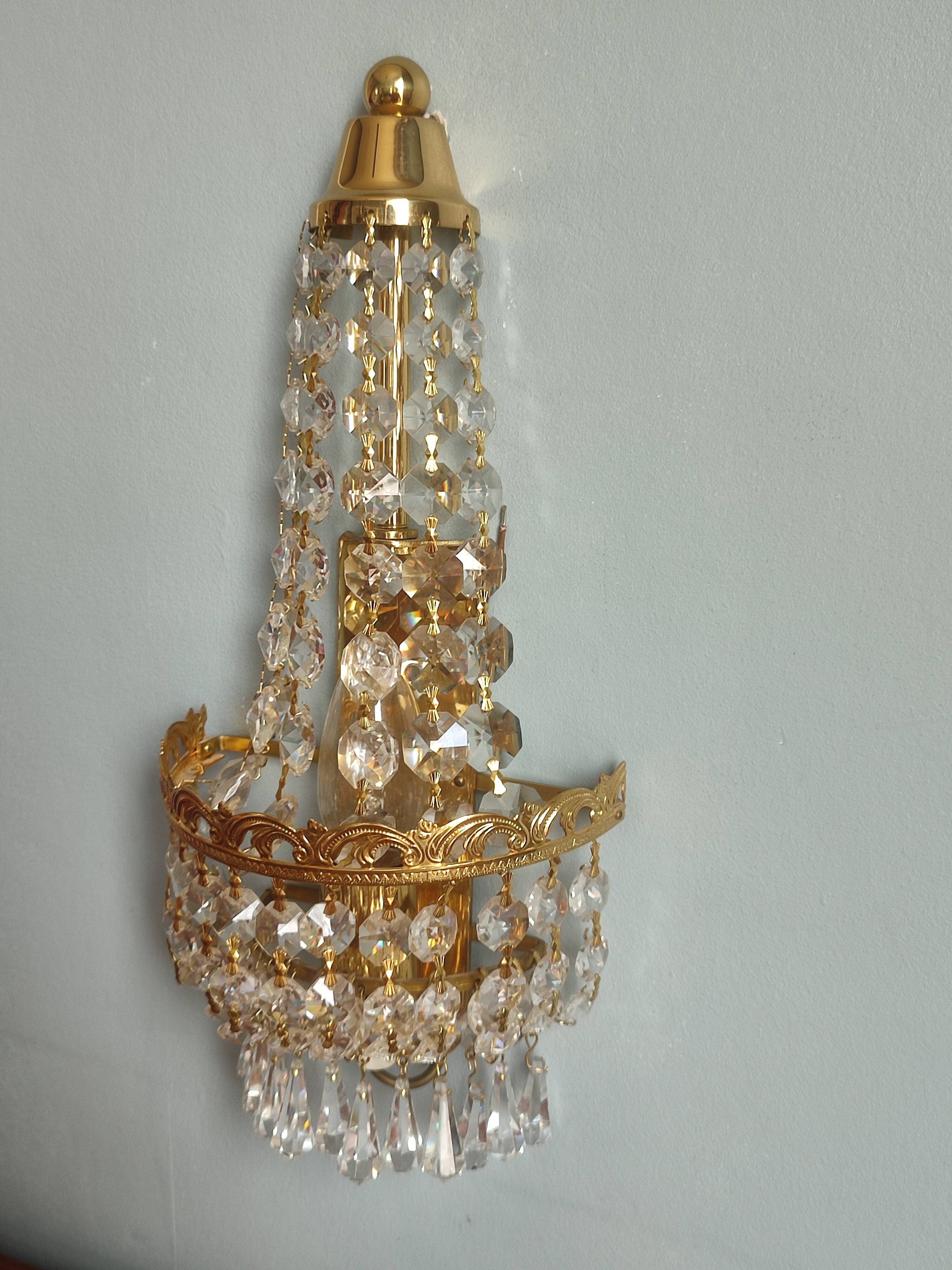 Pair of vintage Presiosa crystal wall lights