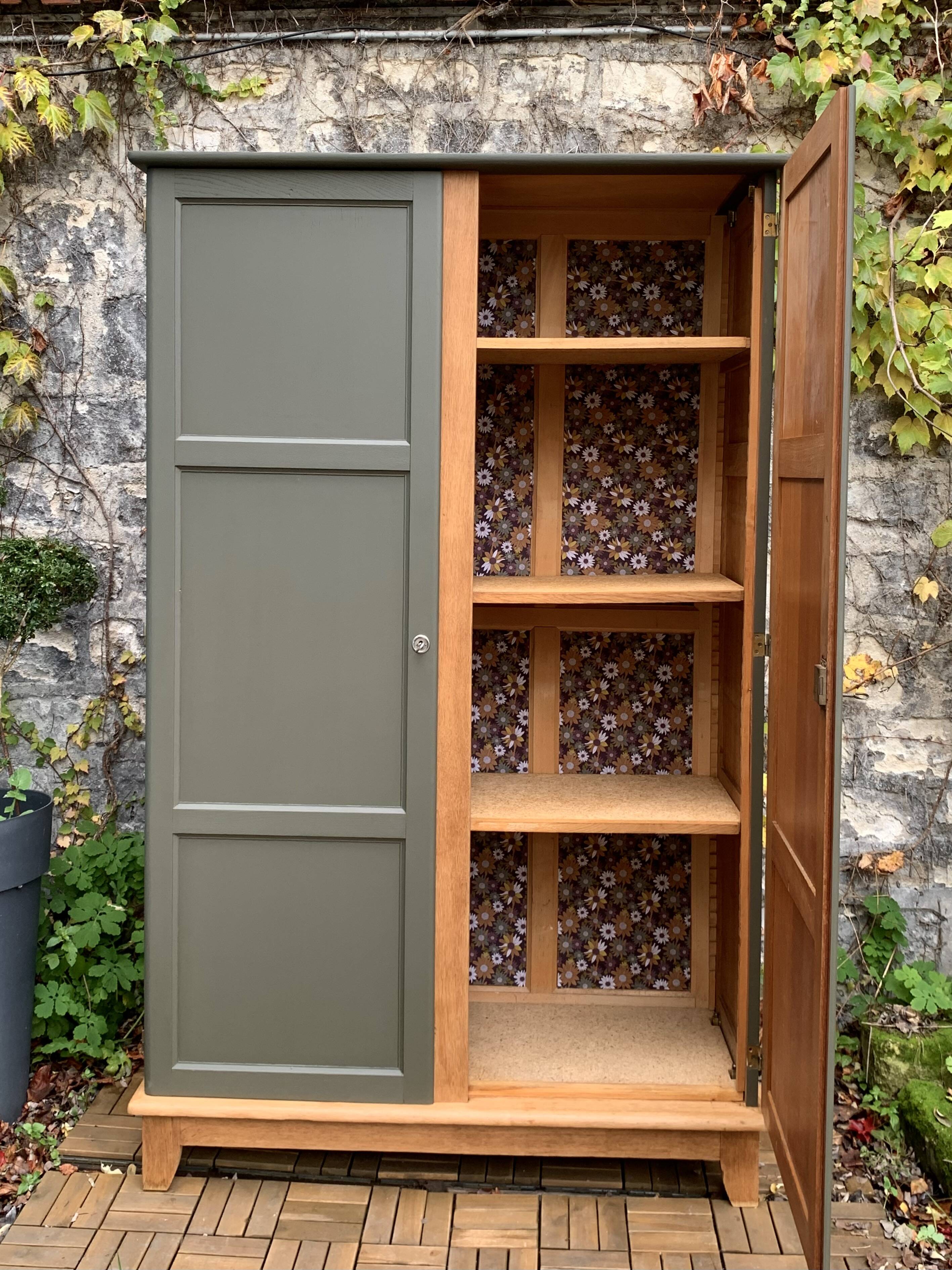 Parisian solid oak wardrobe 1960
