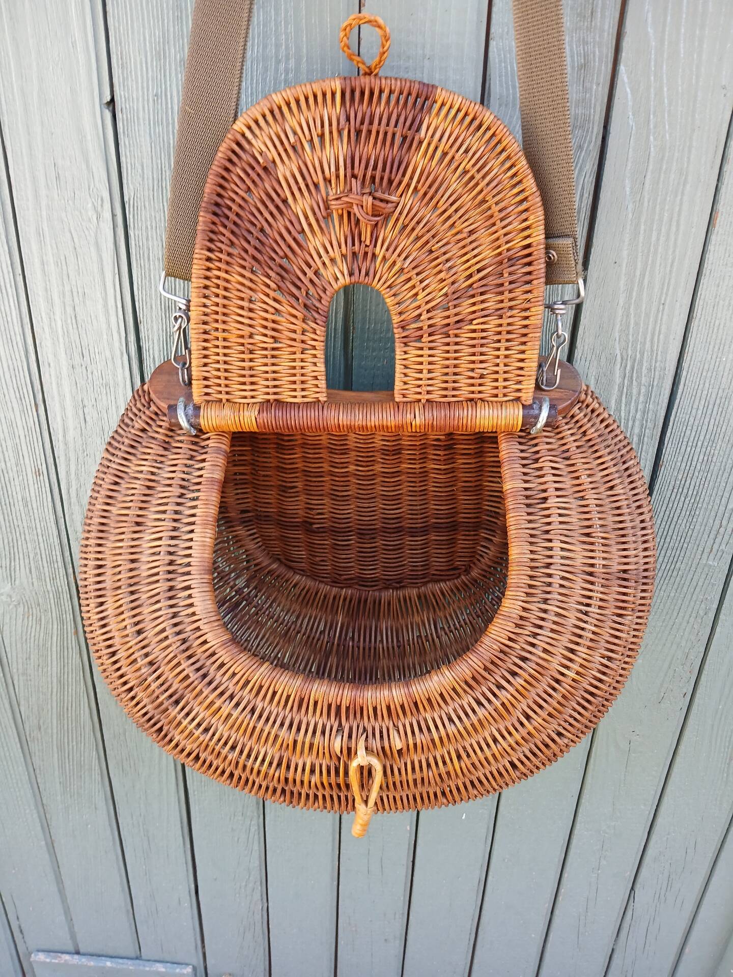 Large handmade wicker fishing basket