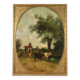 Ancien tableau de paysage italien signé et daté 1881