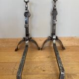 Large wrought iron andirons from the 18th century