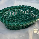 Green woven ceramic basket