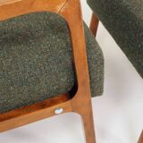 Vintage Pair Armchair Avocado Green Tweed Upholstery, 1960, Poland