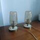 Pair of vintage 70s bedside lamps – Brushed brass, enamel & ribbed glass