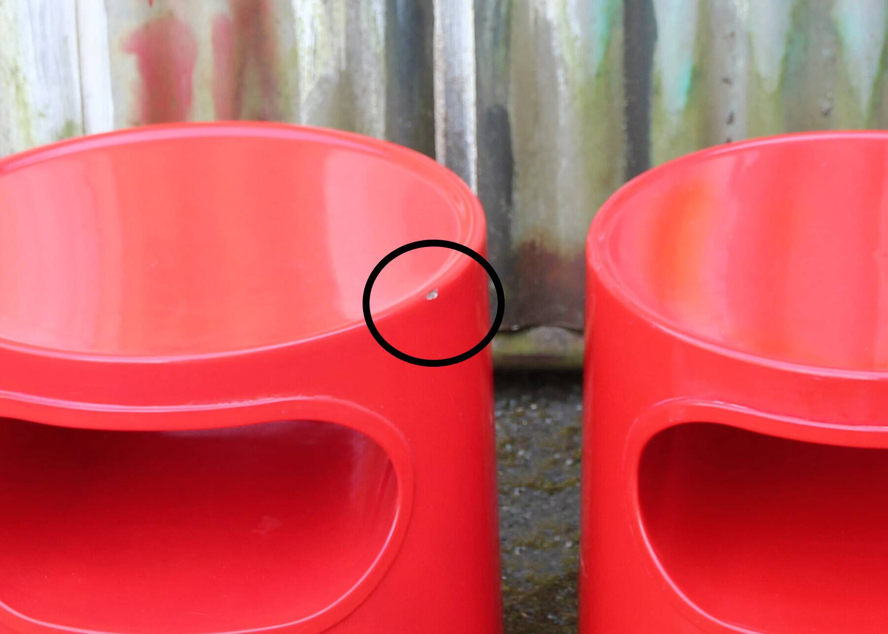 Pair of red Giano Vano bedside tables / side tables by Emma Gismondi for Artemide