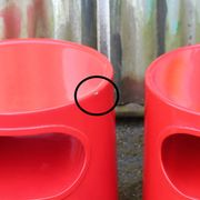 Pair of red Giano Vano bedside tables / side tables by Emma Gismondi for Artemide