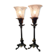 2 tripod lamps empire napoleon 1890 acid-etched tulips in unsigned bacara 46x15