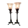 2 tripod lamps empire napoleon 1890 acid-etched tulips in unsigned bacara 46x15