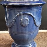 Vase d’Anduze émaillé bleu traditionnel – Modèle N°3