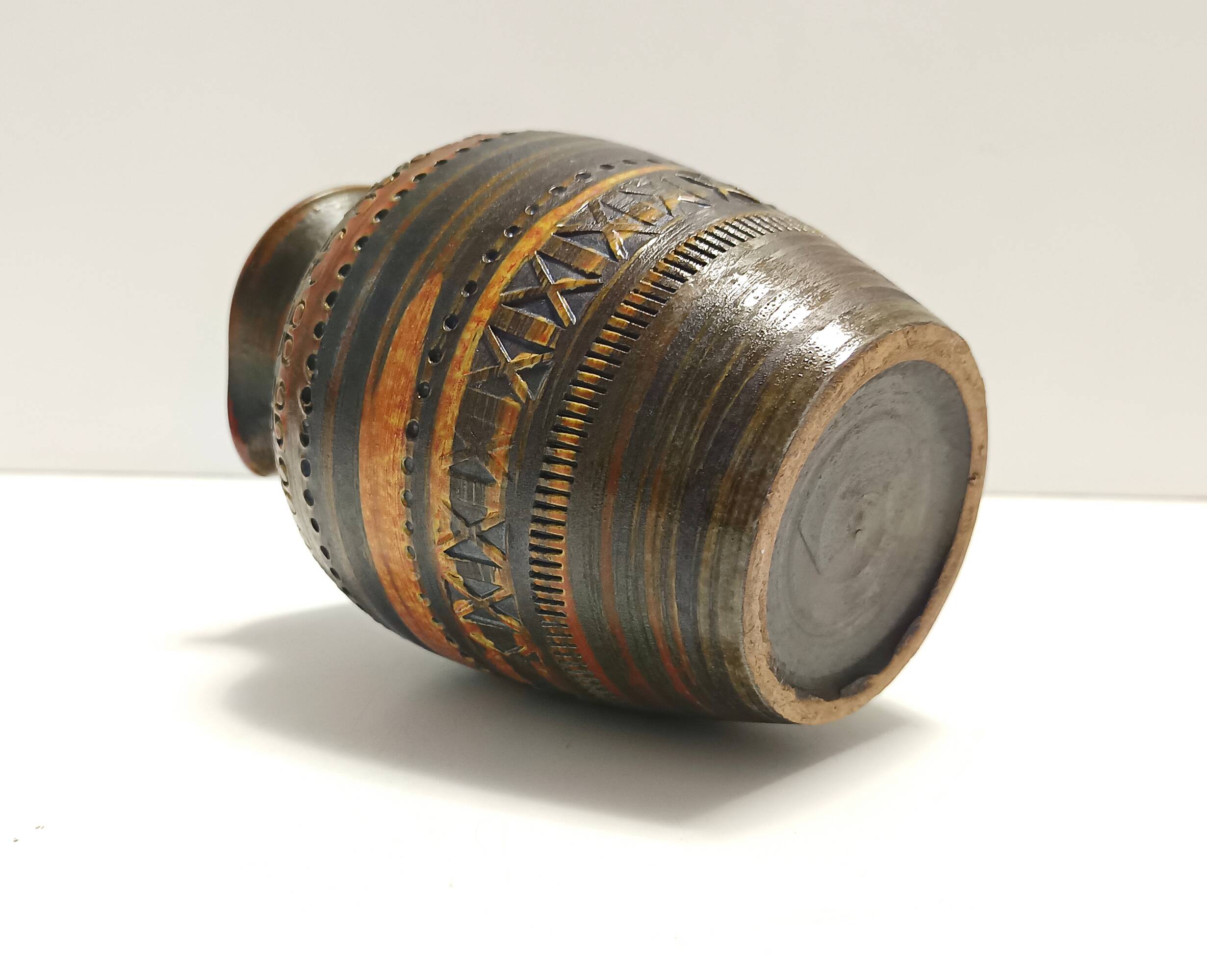 Handmade Brown Lacquered Earthenware Pitcher by Aldo Londi for Bitossi