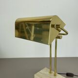 Modernist Travertine and Brass Table Light by Hillebrand Leuchten, Germany, 1980