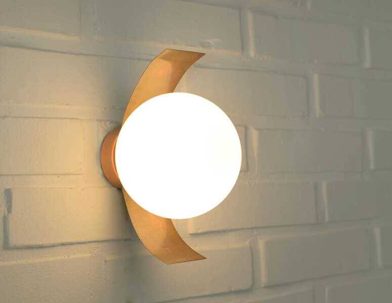 Vintage wall lamp, 1 of 4, brutalist sconce, copper ceiling light 1970's