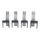 Antonio Sibau black leather dining room chairs, Italy 1980's